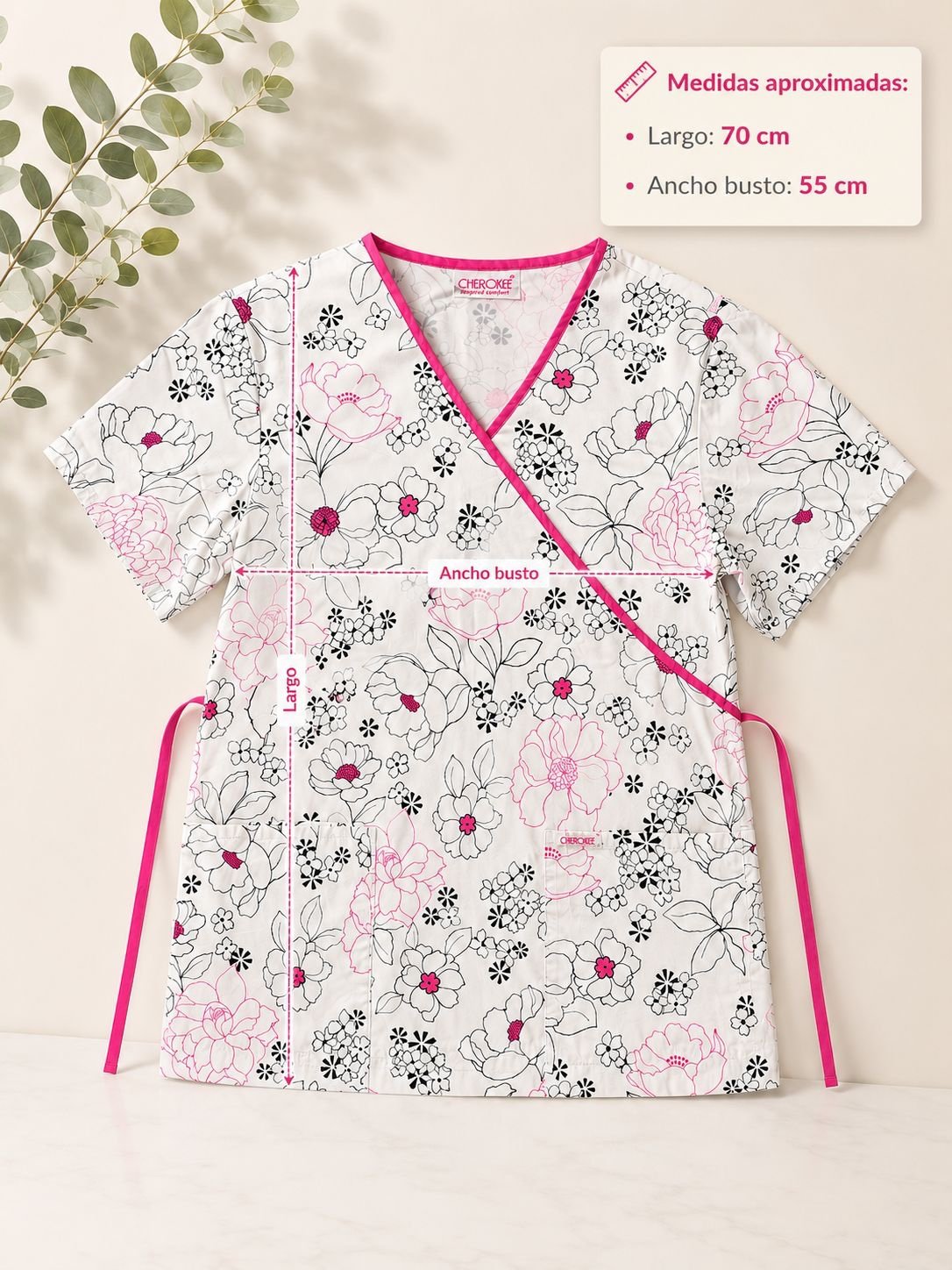 USADA Blusa Blanca estampada flores – Marca CHEROKEE – Talla M🌸✨