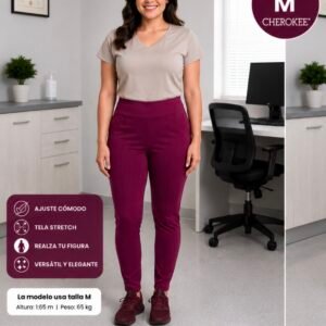 Pantalón Clínico Cherokee Burdeo Talla M | Uniforme Clínico Mujer